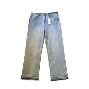 Tractr BLU Womens Light Wash Wide Leg Jeans Raw Released Hem 18/34 9C271-D9BV